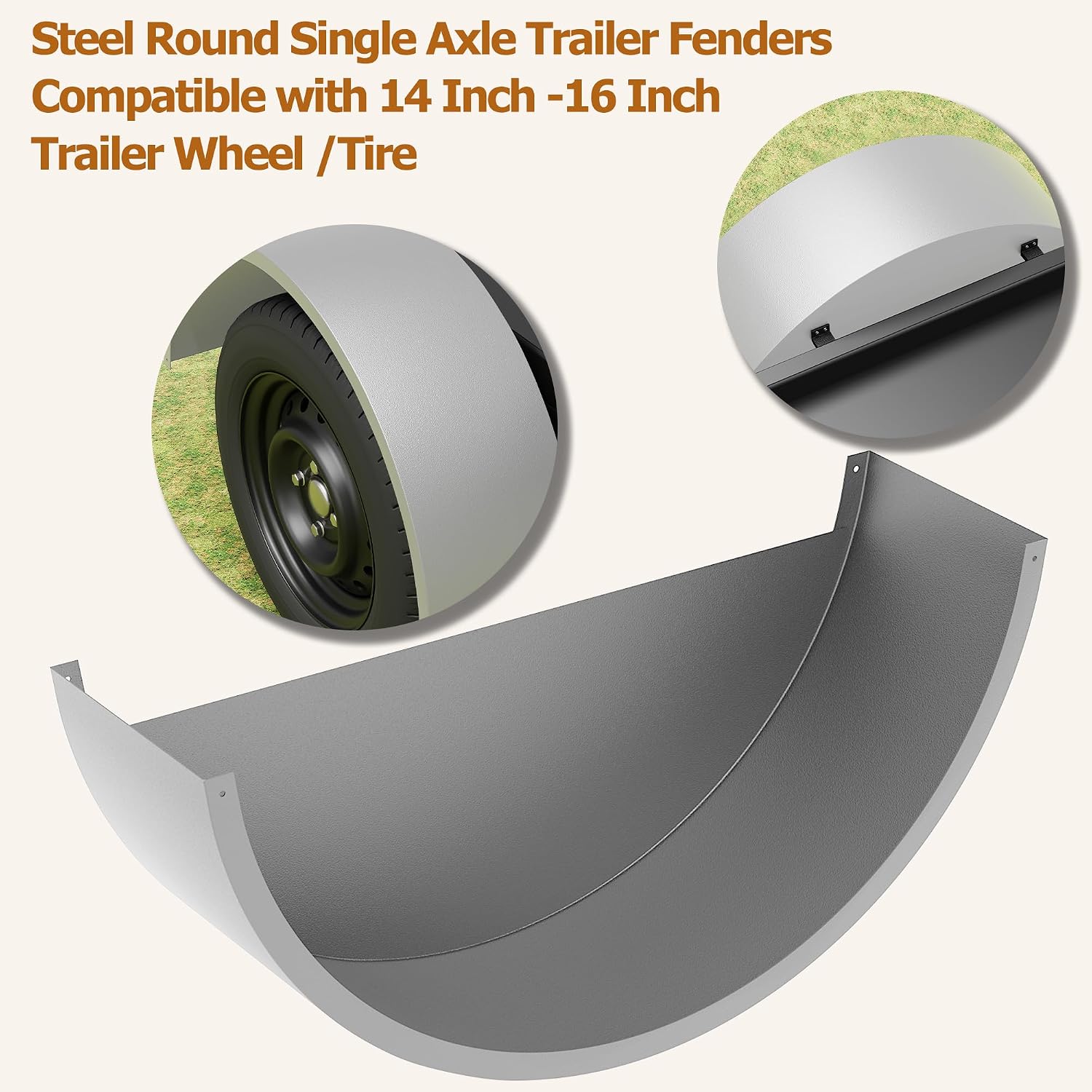 GarveeTech 2 Pack Single Axle Trailer Fenders with Fender Backs, Fits for 14"to 16" Wheels - 32" x 9" x 15” Trailer Fenders Replacement for Car Hauler,Cargo, Utility,Landscape Trailers
