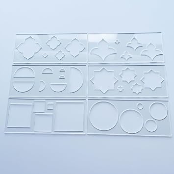 Mandala Art Stencils Set, 6 Clear Acrylic Shapes with 5 Sizes Each, Drawing Templates for Dot Art, Circles, Squares