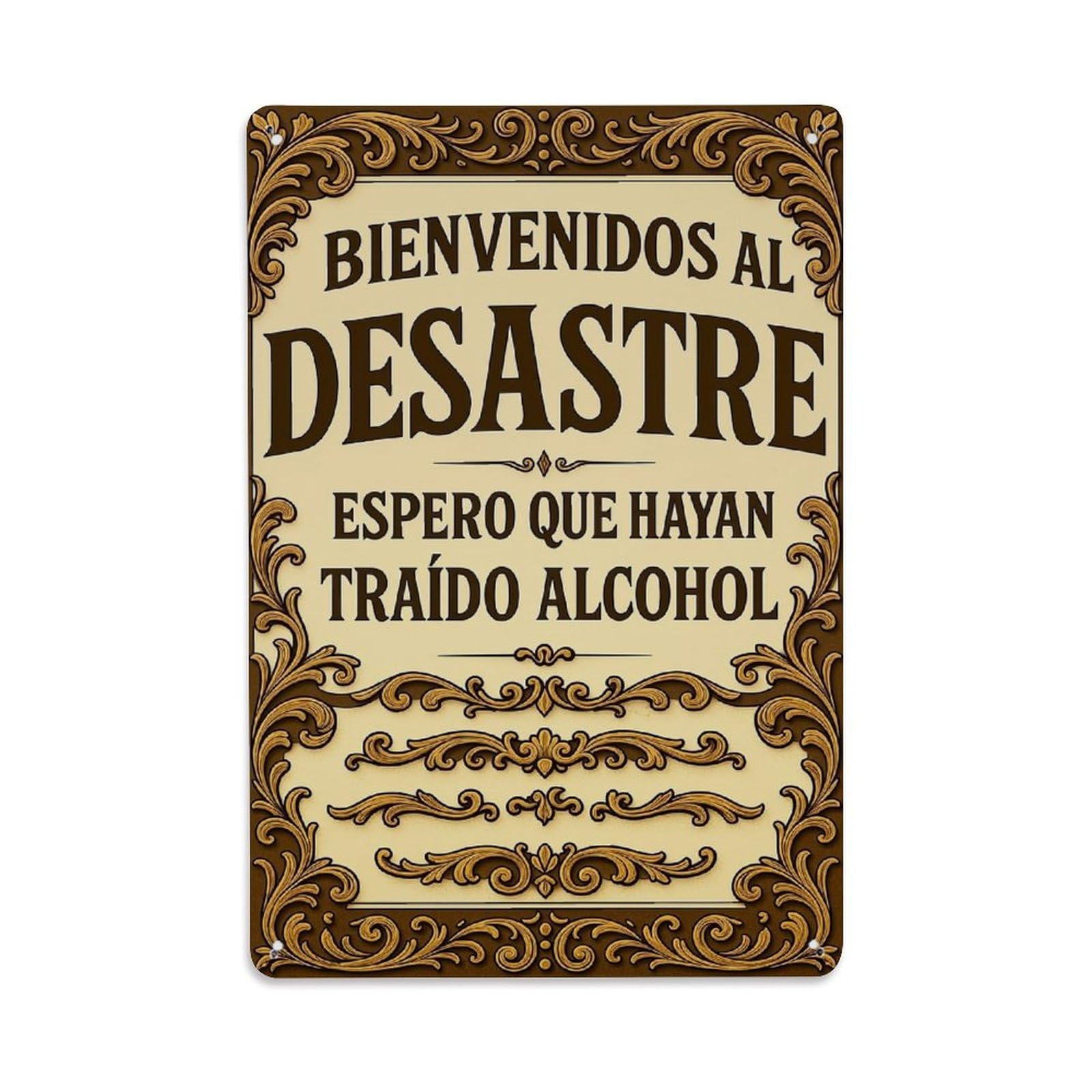 Jdyaojiesheng Vintage Ornate Text Design Pattern Tin Sign Retro Metal Wall Decor Metal Poster, Home Bar Garage Farmhouse Cafe Wall Art Decoration 8X12inches