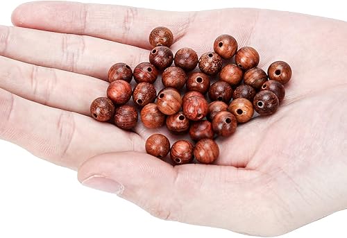 Miniatura 3 de 200 cuentas redondas de sándalo natural de 0.236 pulgadas (0.236 in), hermosas artesanías, hechas a mano, espaciador pulido Mala Pray con cordón