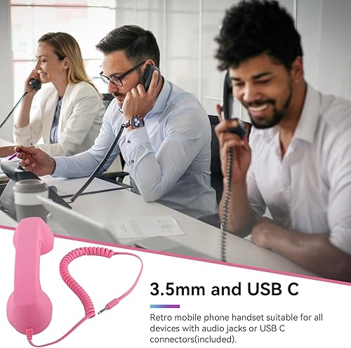 Miniatura 3 de Auricular de teléfono para teléfono celular, teléfono retro rosa con conector de 0.138 in, receptor de teléfono móvil, auriculares antiguos,