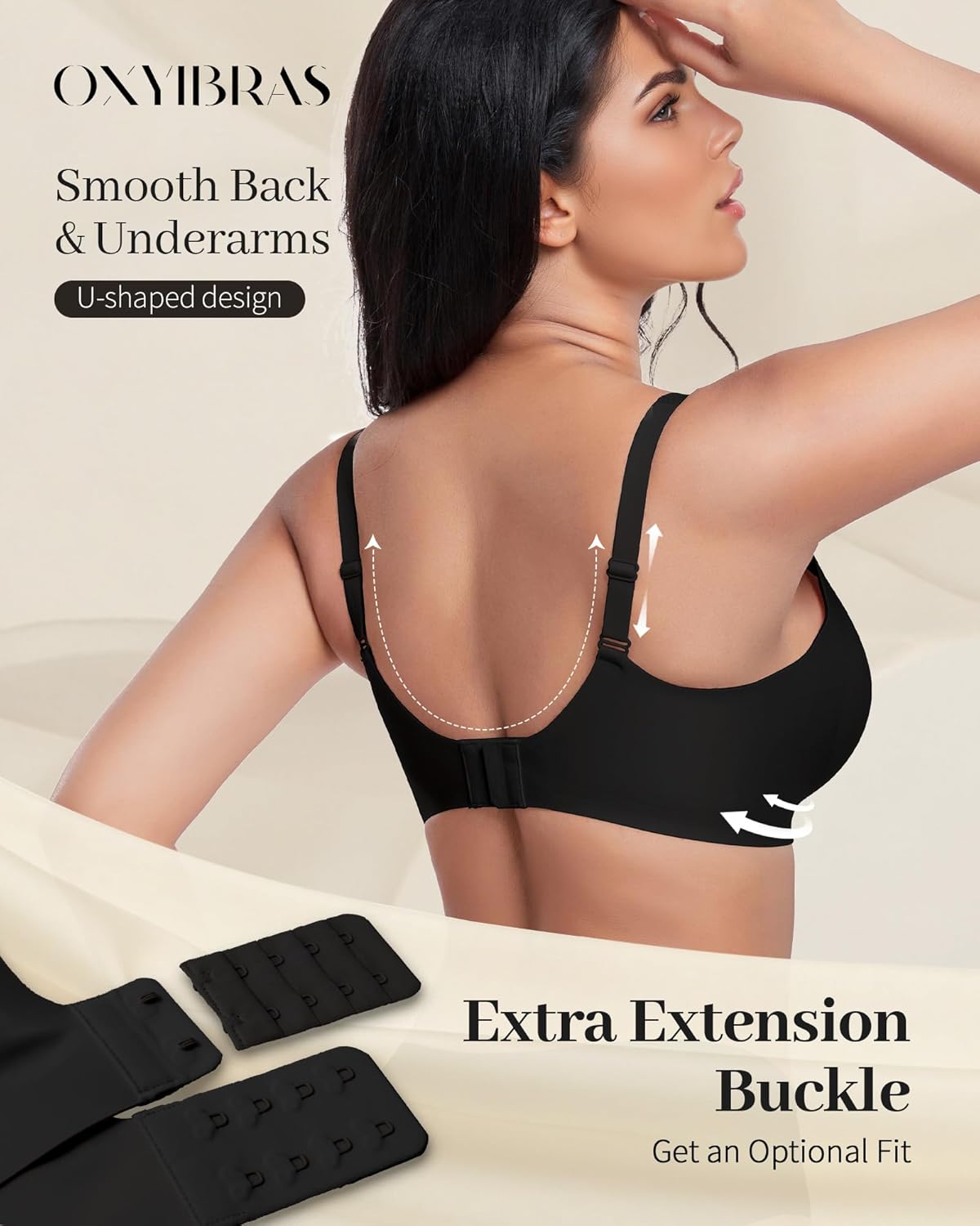 Smooth V Jelly Bras for Women No Underwire Seamless Plunge Bralettes T Shirt Sleep Everyday Bra with Bra Extender - Image 4