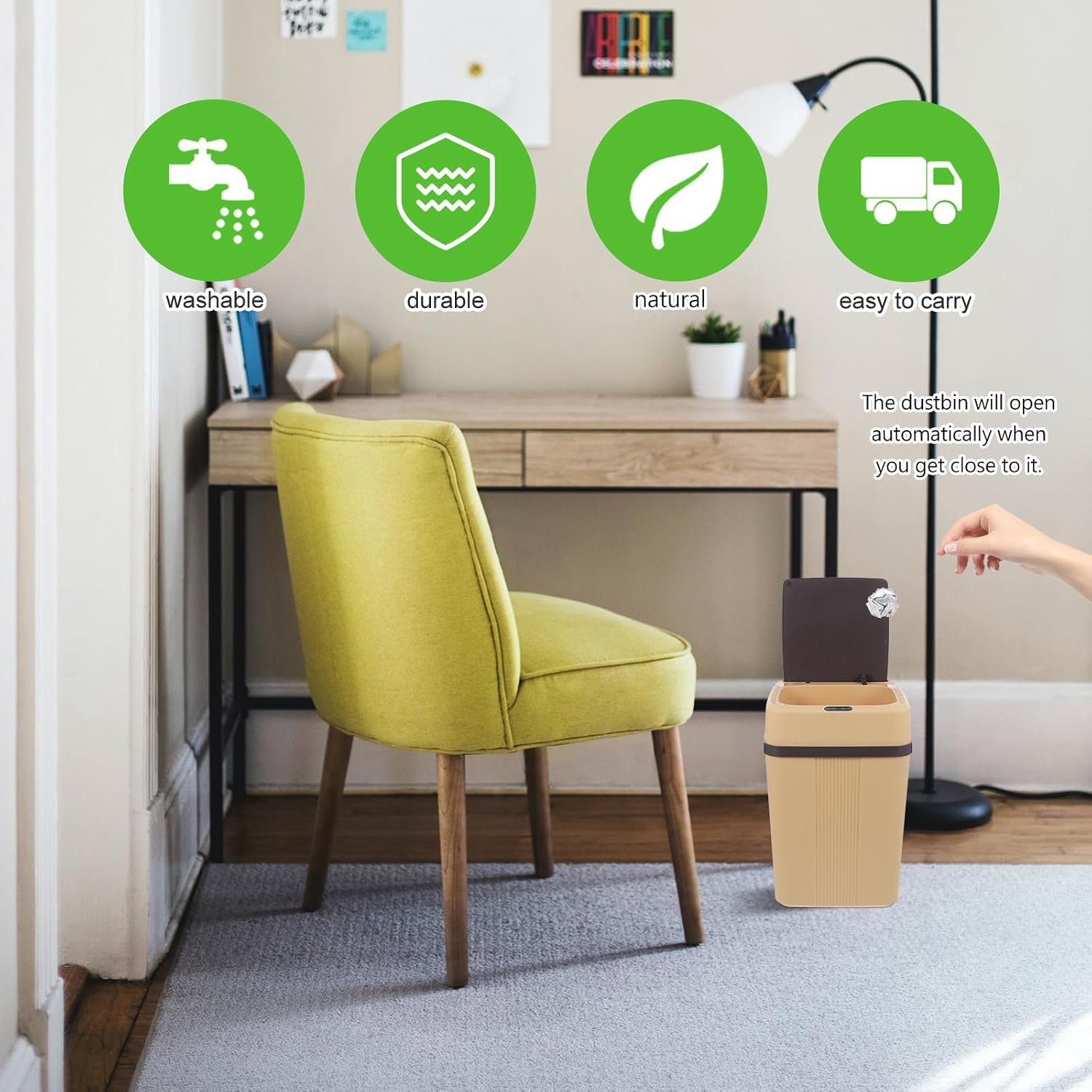 Smart Sensor Trash Can 10l Contactless Inductive Kitchen Waste Bin with Lid Battery Operated Automatic Garbage Storage Container for Home and Office