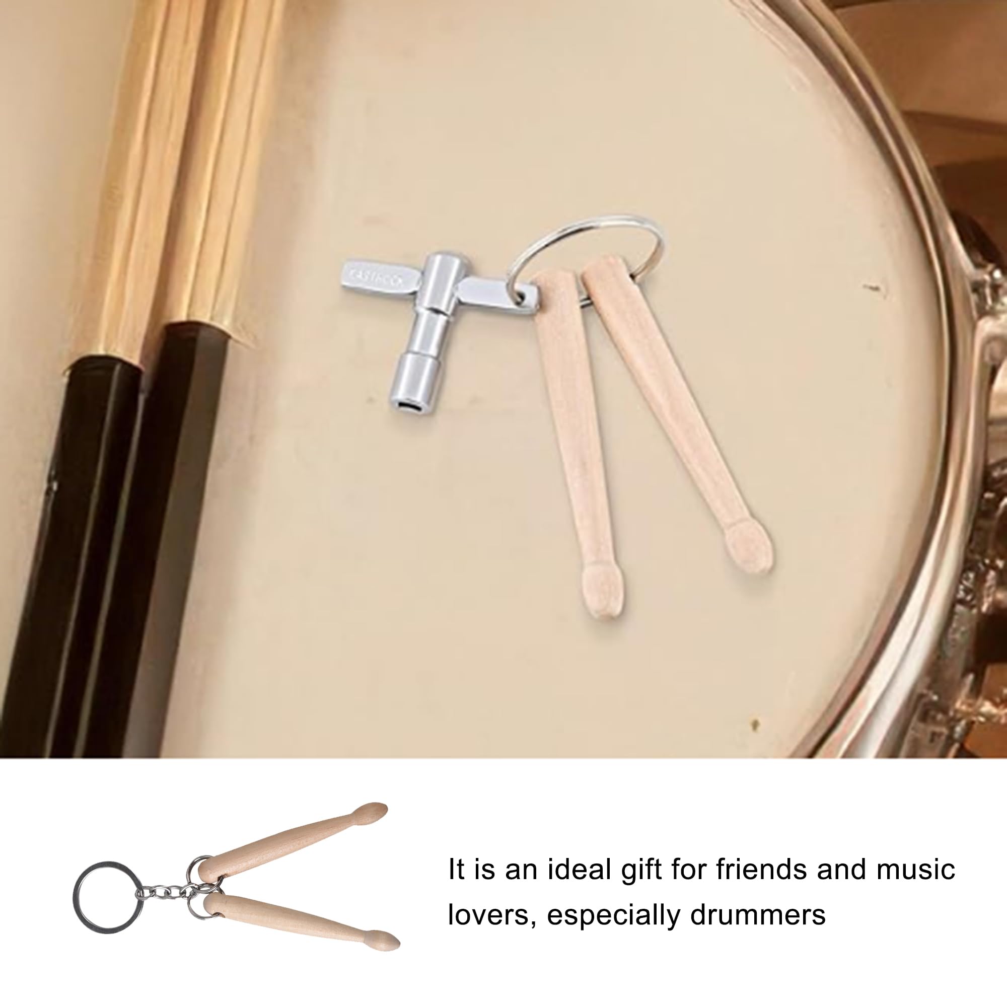 Yibuy Lot de 10 porte-clés en bois pour amateur de percussion