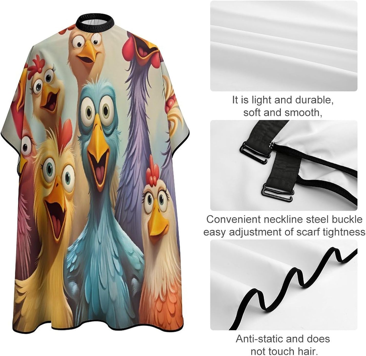 Adult Barber Apron for Men Women, Soft Durable Hairdressing Cape with Adjustable Snap Closure for Home Use