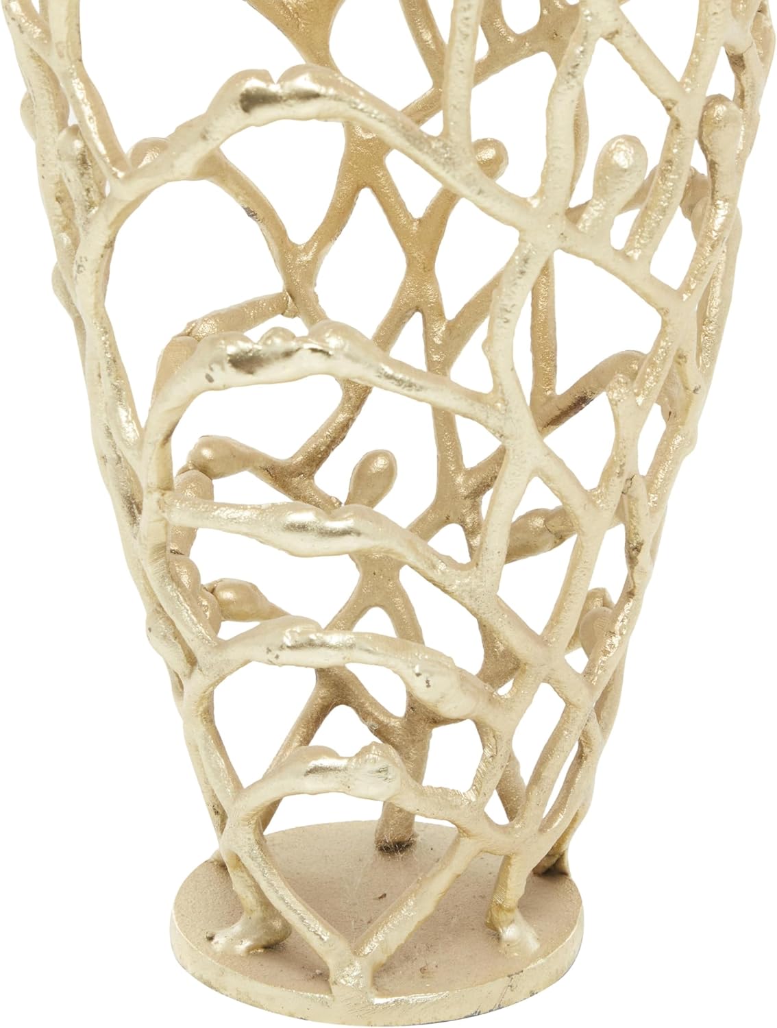 Deco 79 Aluminum Metal Coral Decorative Vase Centerpiece, Vase for Home Decoration, 9" x 9" x 23", Gold