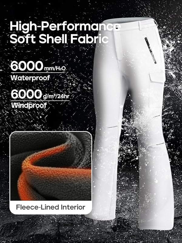 Heathyoga Snow Ski Pants Women Waterproof Softshell Insulated Fleece Lined Pants Snowboard Hiking Pants for Outdoor Winter by Heathyoga - Used condition - Image 2