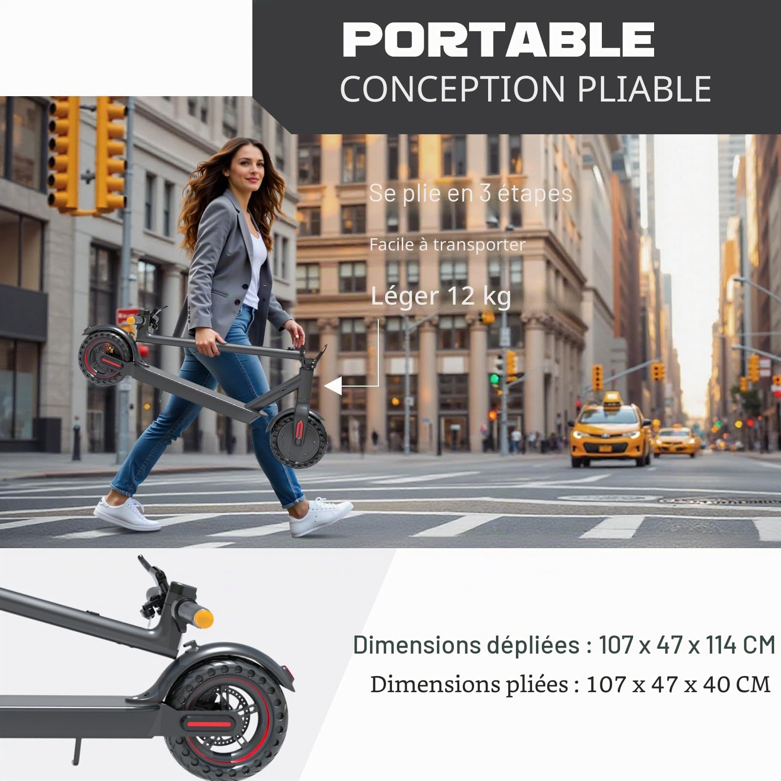 Trottinette Electrique Adulte, Moteur 350 W, 25 km/h, Autonomie 30 km, Trotinette électrique Pliable, Pneus de 8,5'', Affichage LED & APP, Freins à Disque.