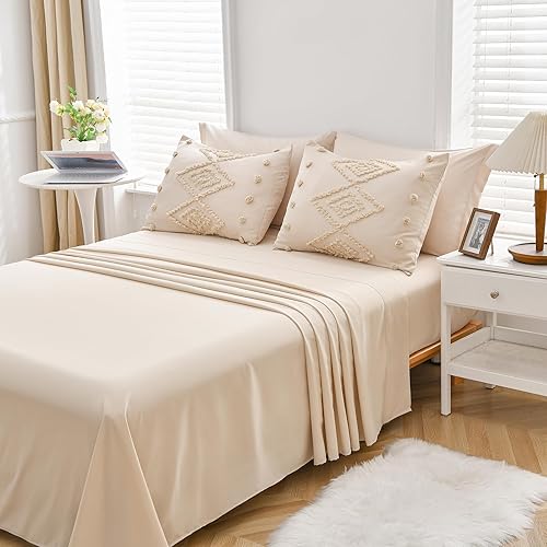 Miniatura 4 de MEILA Juego de edredón beige tamaño Queen  7 piezas, cama en una bolsa con juego de edredón alternativo acolchado esponjoso para todas las