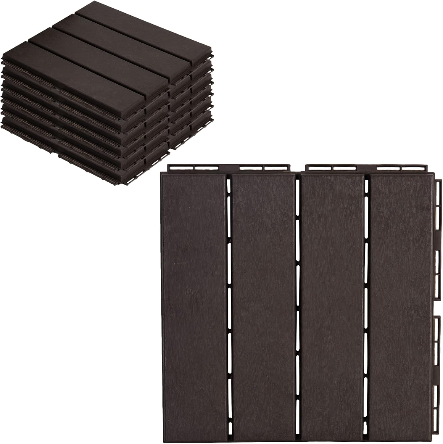 🛒 Crazy Deals AsterOutdoor Interlocking Deck Tile Plastic Waterproof Outdoor Flooring 12" x 12" for Patio Garden Deck Poolside Indoor Outdoor, 6 pcs, Brown (AOPB6P-B)
