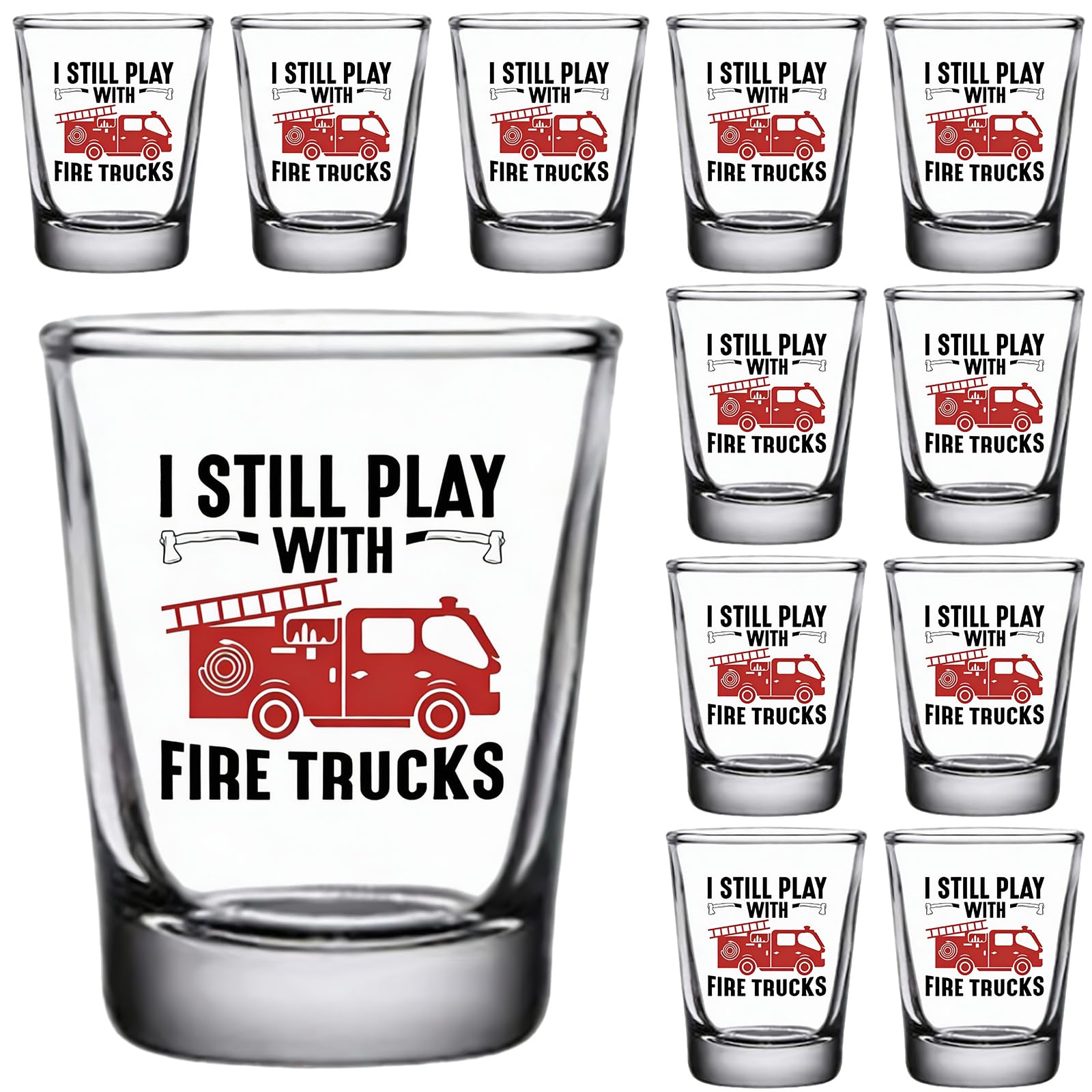 Verres à shot pour homme avec camions de pompiers Mimorou, idée cadeau 12 pièces