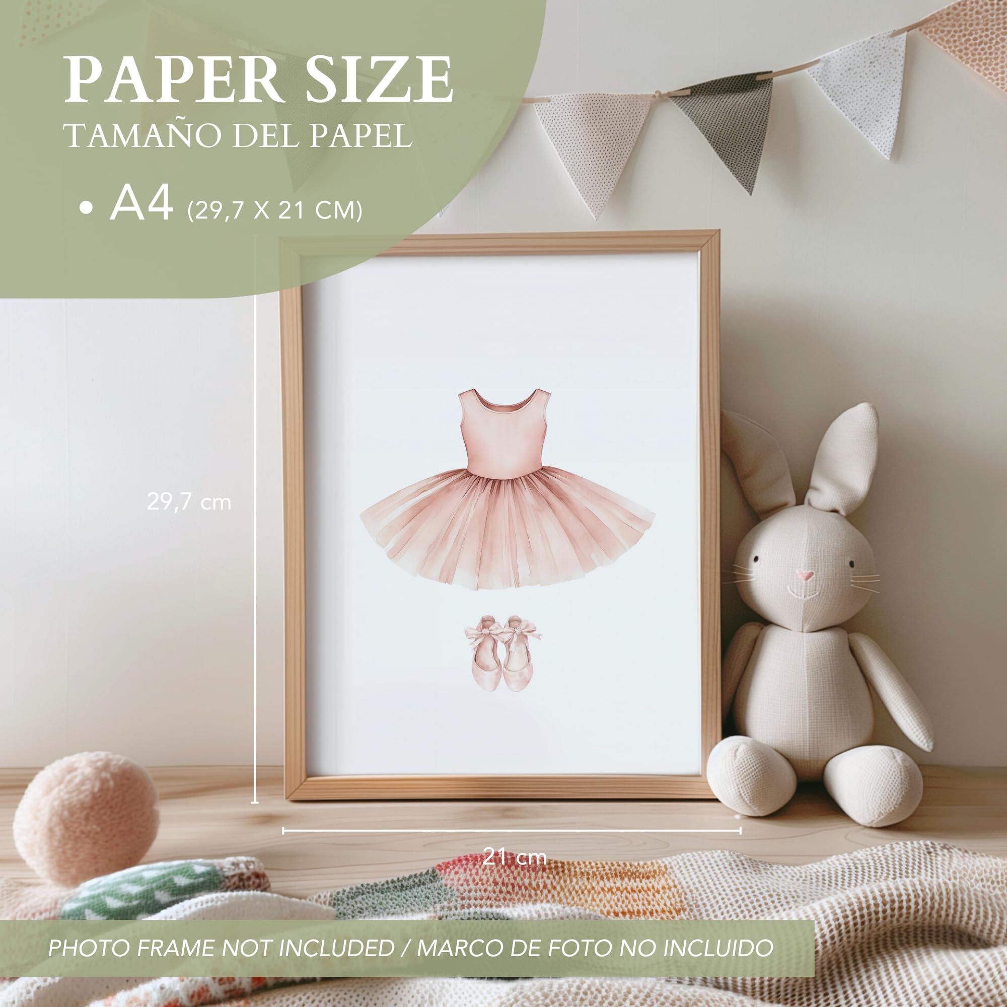 ayurvana Set de 6 Láminas Infantiles de Ballet – Cuadros de Bailarinas en Acuarela con Lazos y Tul – Decoración Completa Habitación Niña y Bebé Estilo Coquette – Regalo Nacimiento – A4 SIN MARCO Rosa