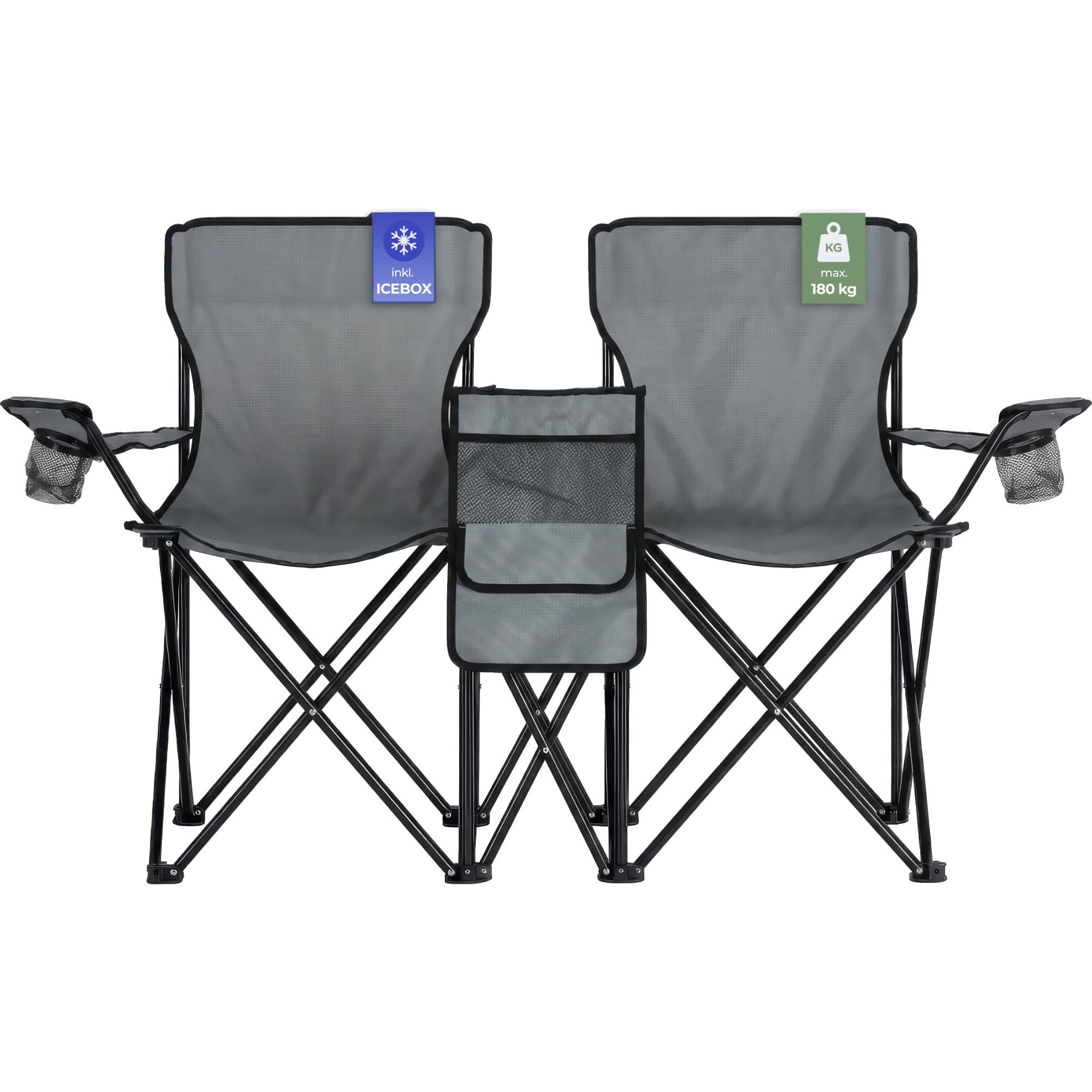 Stagecaptain Silla de Camping Doble CS-1485, Bolsillo Exterior Espacioso | Silla de camping doble de tela Oxford 600D, Perfecta para camping, festivales, picnics y excursiones, Dimensiones, 5 cm, 0 kg