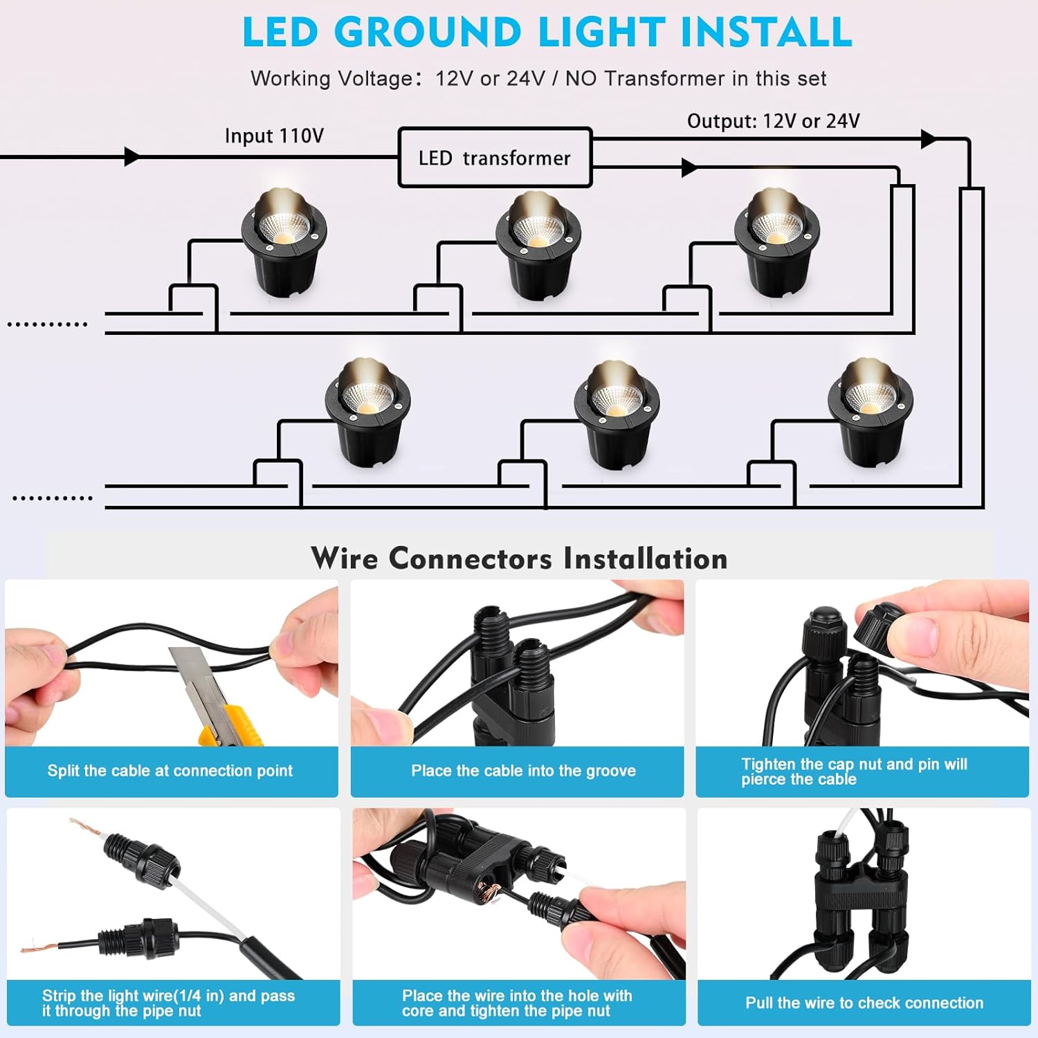 SMY Lighting 12W Well Lights Landscape LED In Ground Outdoor, Shielded Top Low Voltage 12-24V AC/DC,IP67 Waterproof Aluminum in-Grade Up Lighting for Trees Pathway Garden Yard Fence Deck Black 12Pack