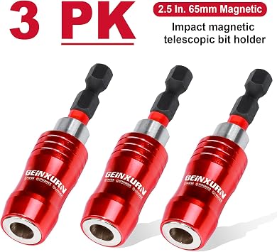 Geinxurn 2.5 Inches Impact Screwdriver Bit Holders, 3 PC Magnetic Extension Quick-Change Socket Drill Bit Holder Hex Shank Quick Release Drill Bit Guide