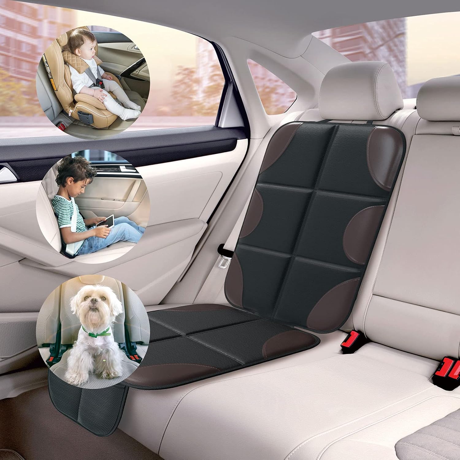 SMART ELF Car Seat Protector, Thickest Padding Seat Protector Carseat with Waterproof Fabric, Large Carseat Protectors Mat for Vehicles SUV, Sedan, Truck, Leather and Fabric Car Seat, 1 Pack