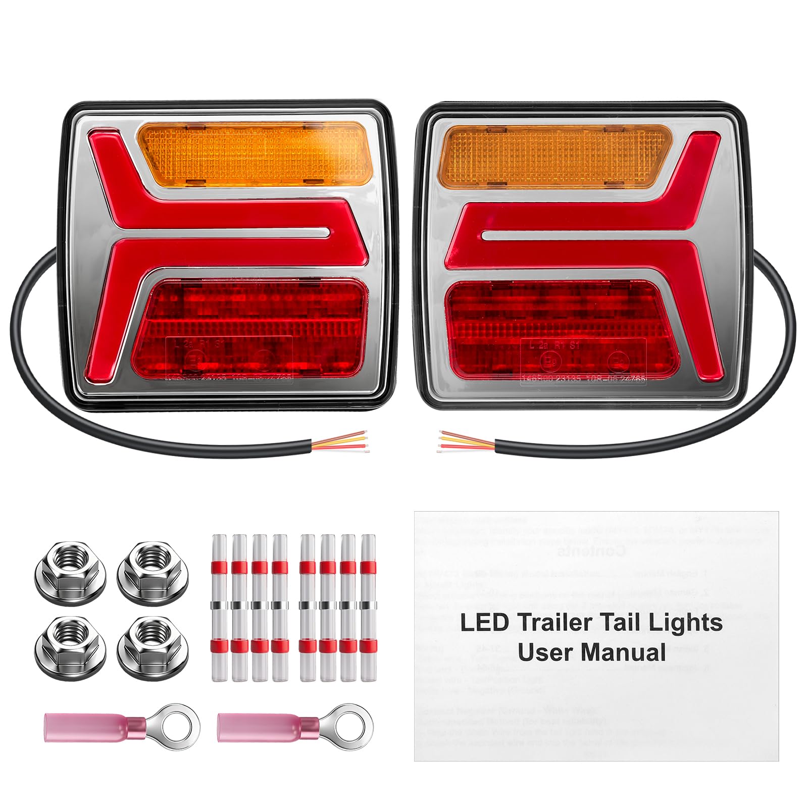2x35 LED Luci Posteriori per Rimorchio, IP67 Impermeabile Fanali Posteriore con Cavo 25cm Esteso, Design Separato Freno/Marcia, Certificato ECE R148/R10 per Camion Camper Trattore