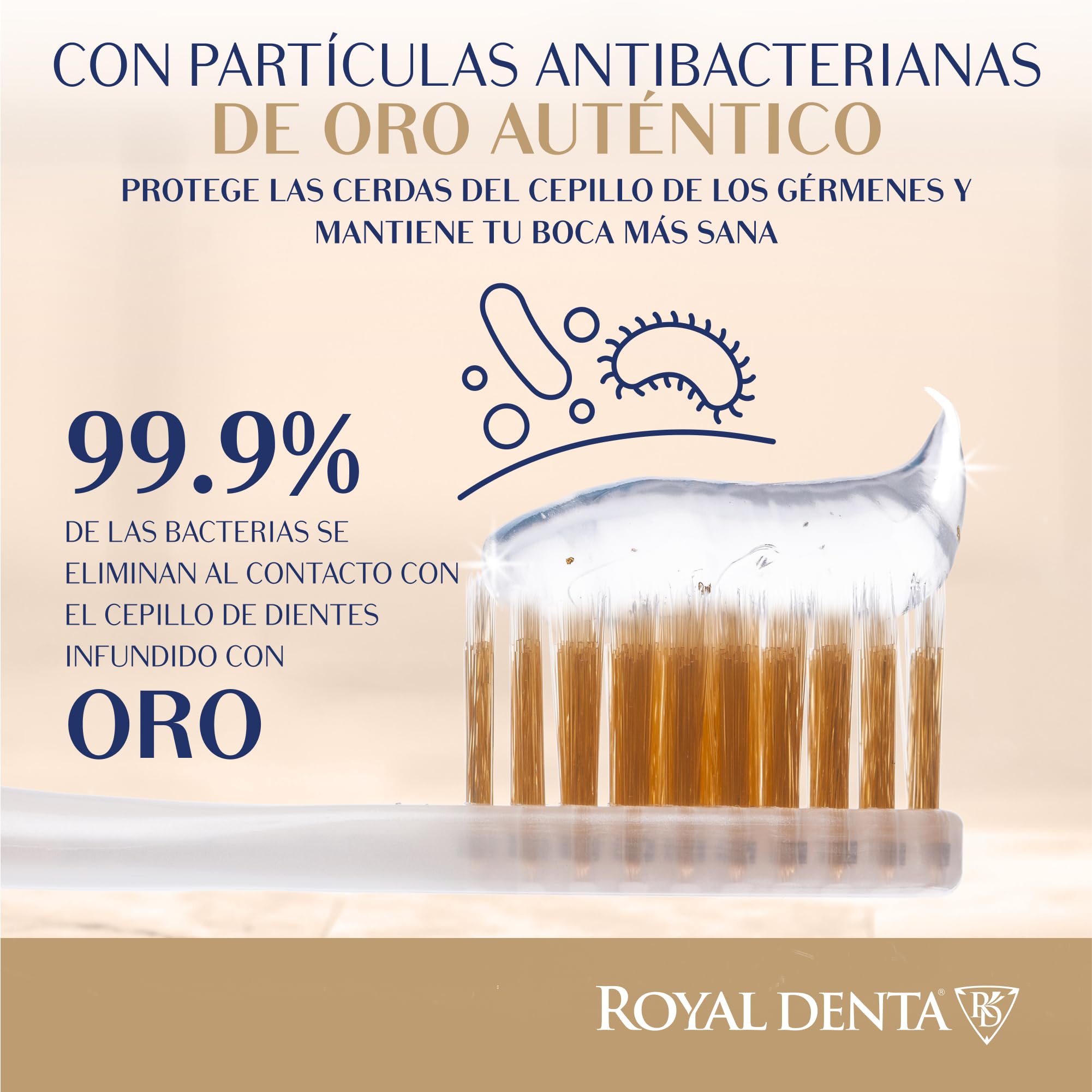 Paquete múltiple de cepillos de dientes para adultos, cerdas doradas de doble longitud para eliminación de placa interdental y cuidado de las encías, cepillo de dientes manual suave medio