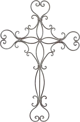 Deco 79 Decoración de pared con diseño de cruz de metal, 19 x 0 x 29 pulgadas, negro