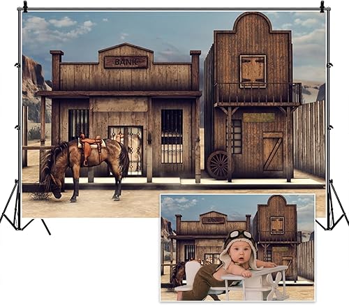 Telón de fondo de madera vintage de madera occidental de 10 x 8 pies, fondo retro para fotografía de cabaña de granero de caballo de vaquero