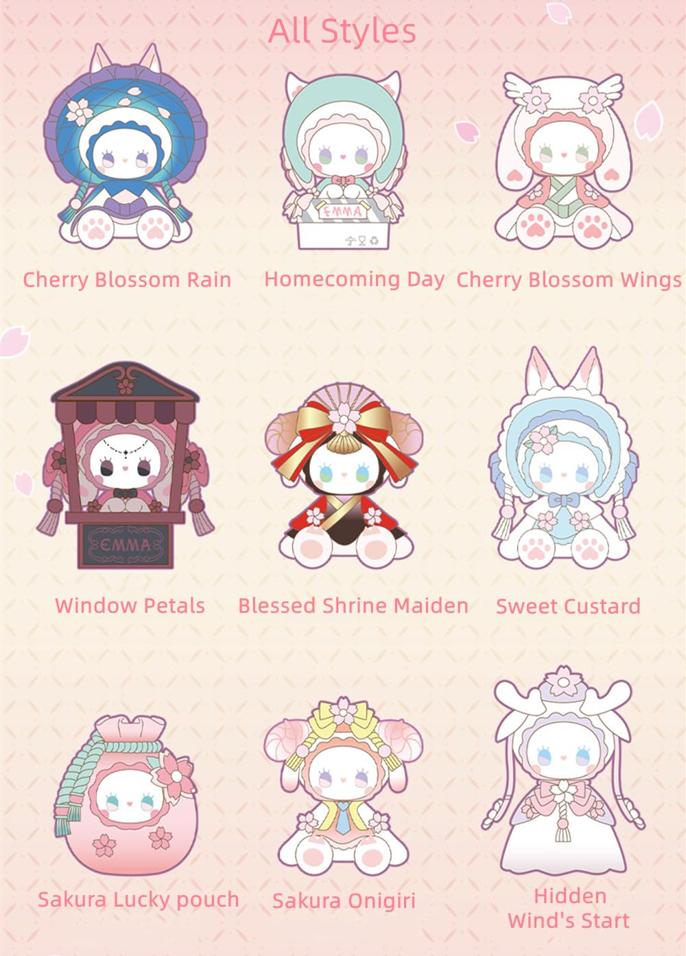 tairuibao Emma Evening Cherry Blossom Series Blind Box Figures 1PC Cute Collectible Toys Home Decorations, Holiday Birthday Gifts