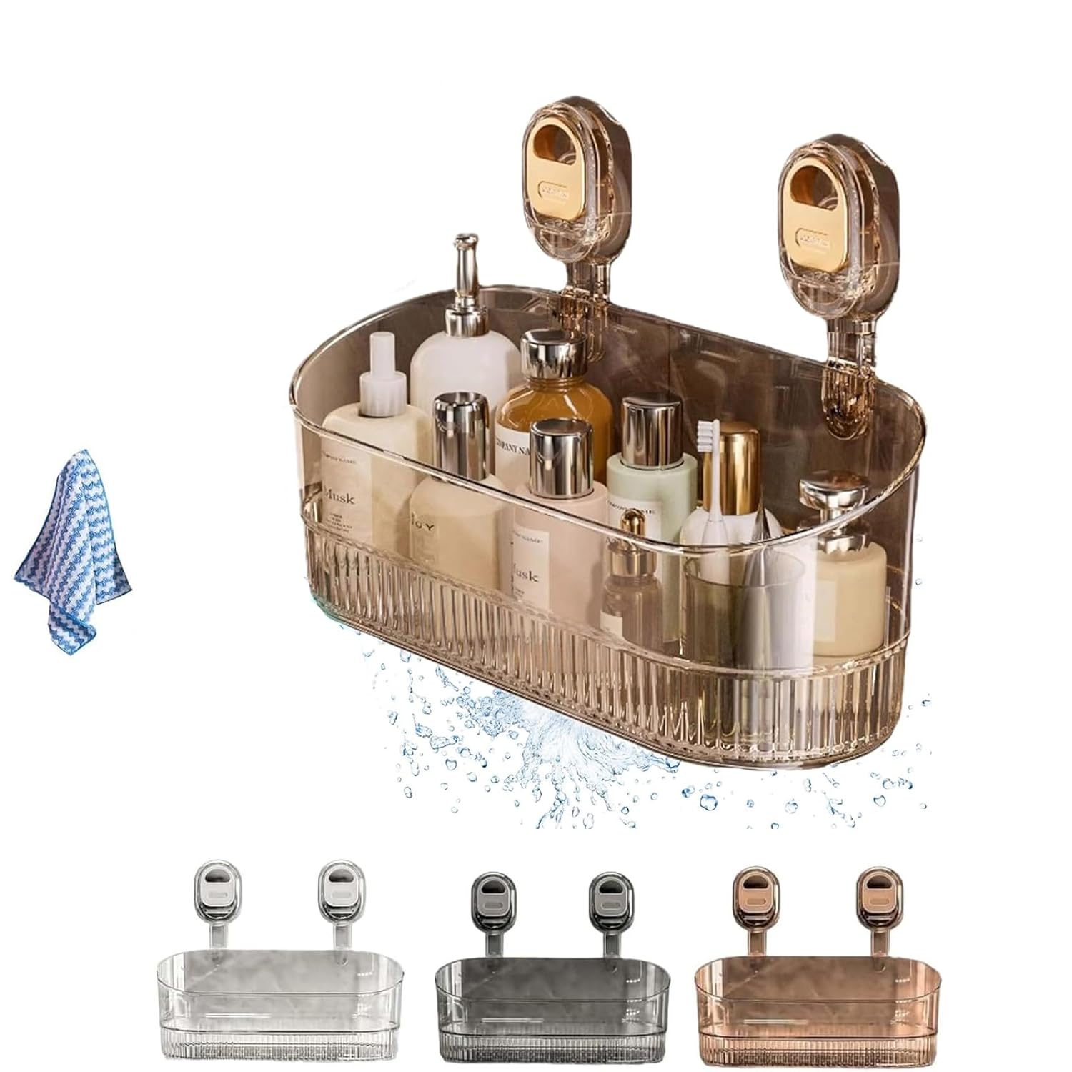 No Drill Bathroom Suction Storage Box Bathroom Suction Storage Box Shelf Rack Shower Caddy Suction Cup Wall Mount