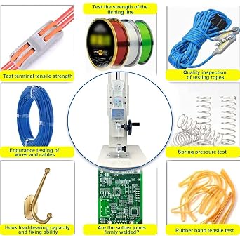 Push Pull Test Stand, Digital Force Gauge Push Pull Tester 2000n/450lbf, Manual Hand Crank Vertical Bench, 270mm Stroke, Includes 5 Test Heads & Fishing Line Clamps, Drop Test(With ruler,10N)