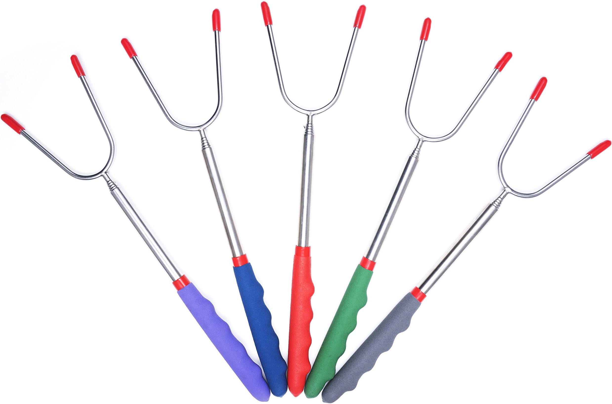 Block House Marshmallow Roasting Sticks - large stainless steel telescoping forks, adjustable and extendable for kids! Roast hot dogs & smores over a campfire! Heavy duty roasting skewer set with bag!