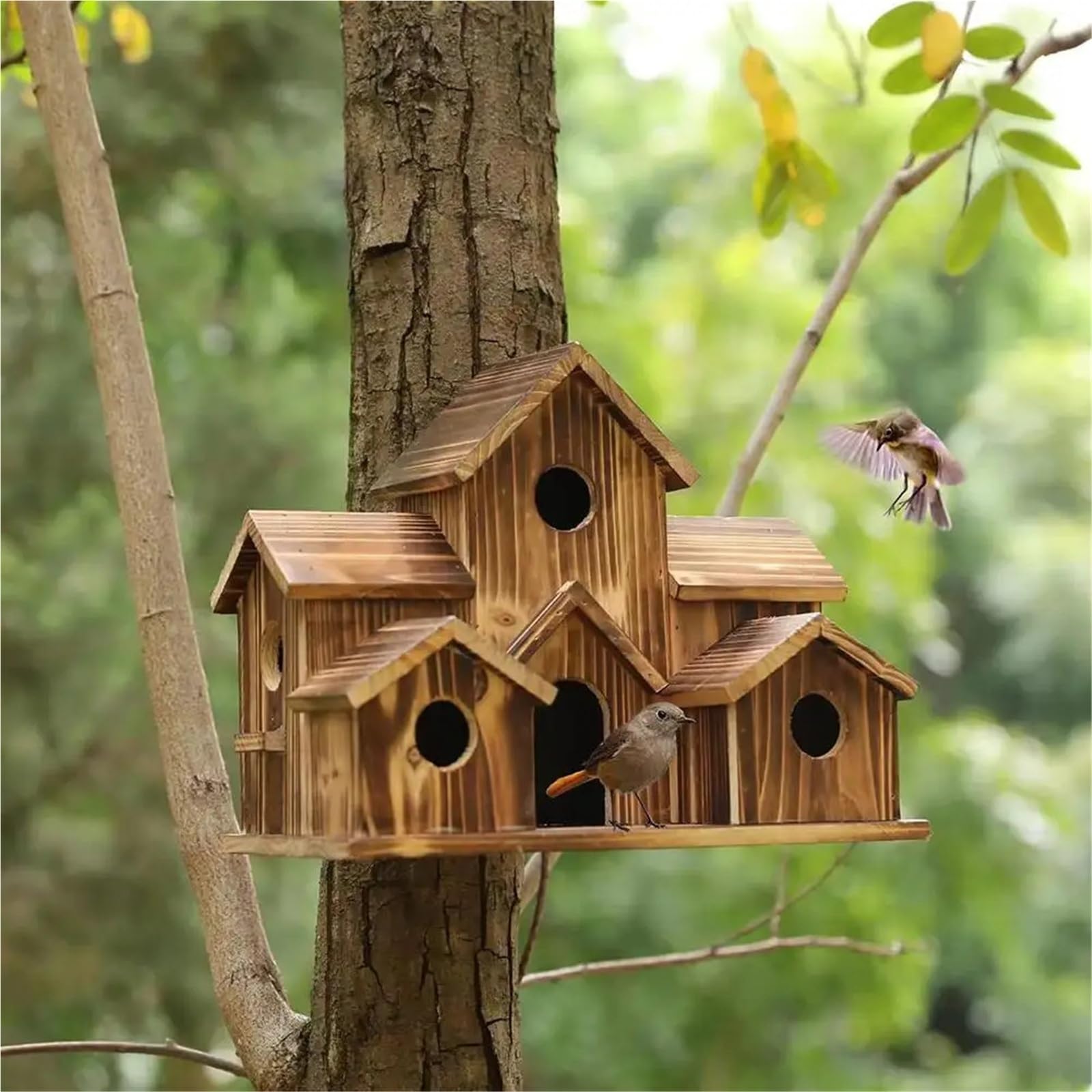 Casita pajaros Exterior Comedero de pájaros de Madera, habitación for pájaros, jardín al Aire Libre, Caja Nido for pájaros, Suministros for Mascotas