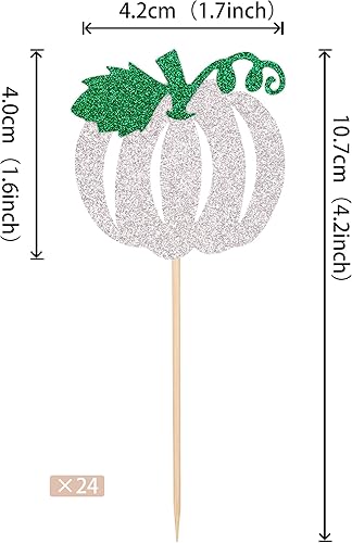 Miniatura 90 de 24 piezas de calabaza Oh Baby Cupcake Toppers Glitter Heart Feet Baby Shower Cupcake Picks para otoño, Acción de Gracias, tema de otoño, baby