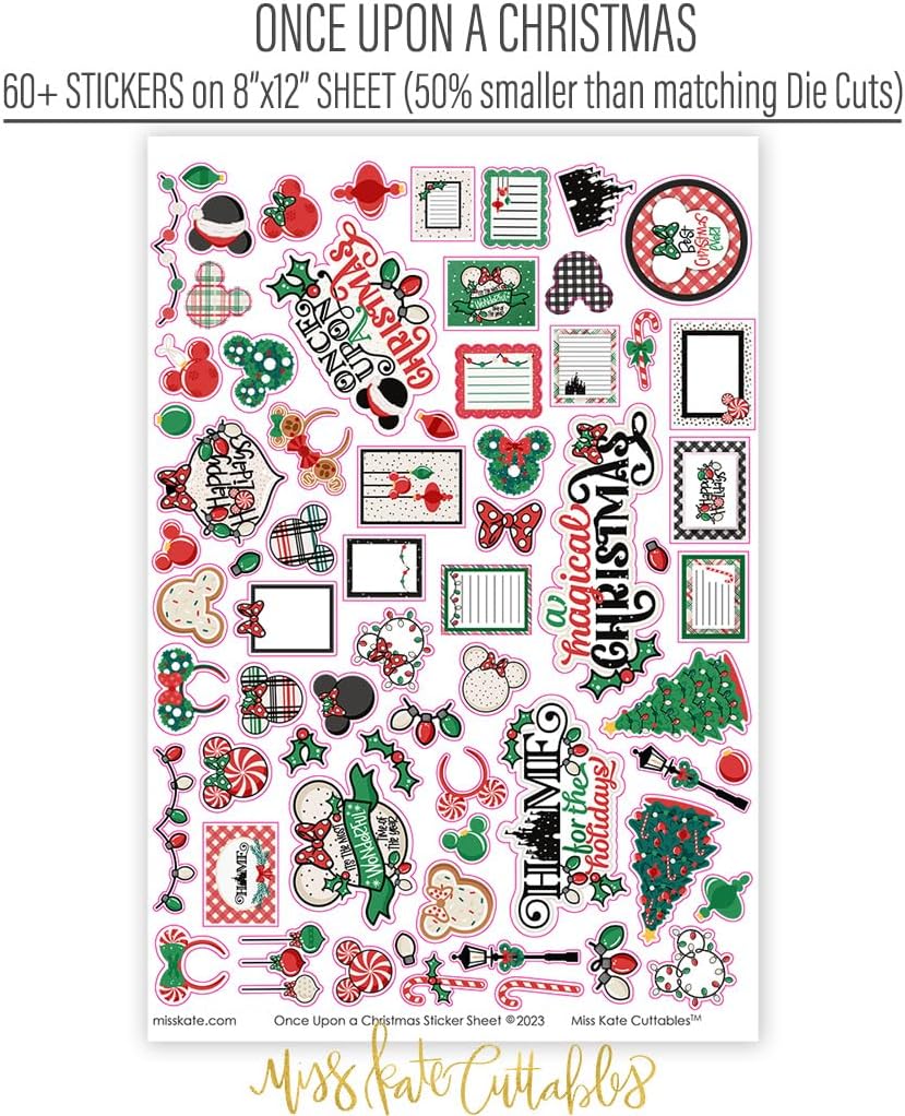 Collection - Once Upon a Christmas - for Disneyland Walt Disney World Cruise Santa Claus Eve - 20 Double-Sided 12x12 Sheets & 60 Die Cuts & 8X12 Sticker Sheet - Scrapbooking - by Miss Kate Cuttables