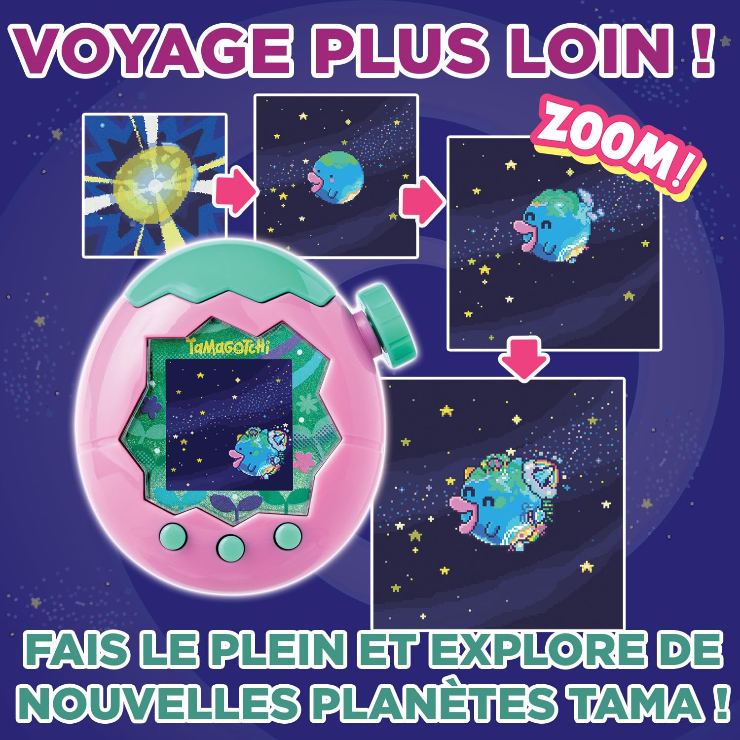Bandai - Tamagotchi Paradise Ciel - Animal Virtuel à élever - Tamagotchi avec molette de Zoom - Jouet Interactif en français - Modèle Ciel Violet et Rose - Jouet Enfant 6 Ans et + - 43423
