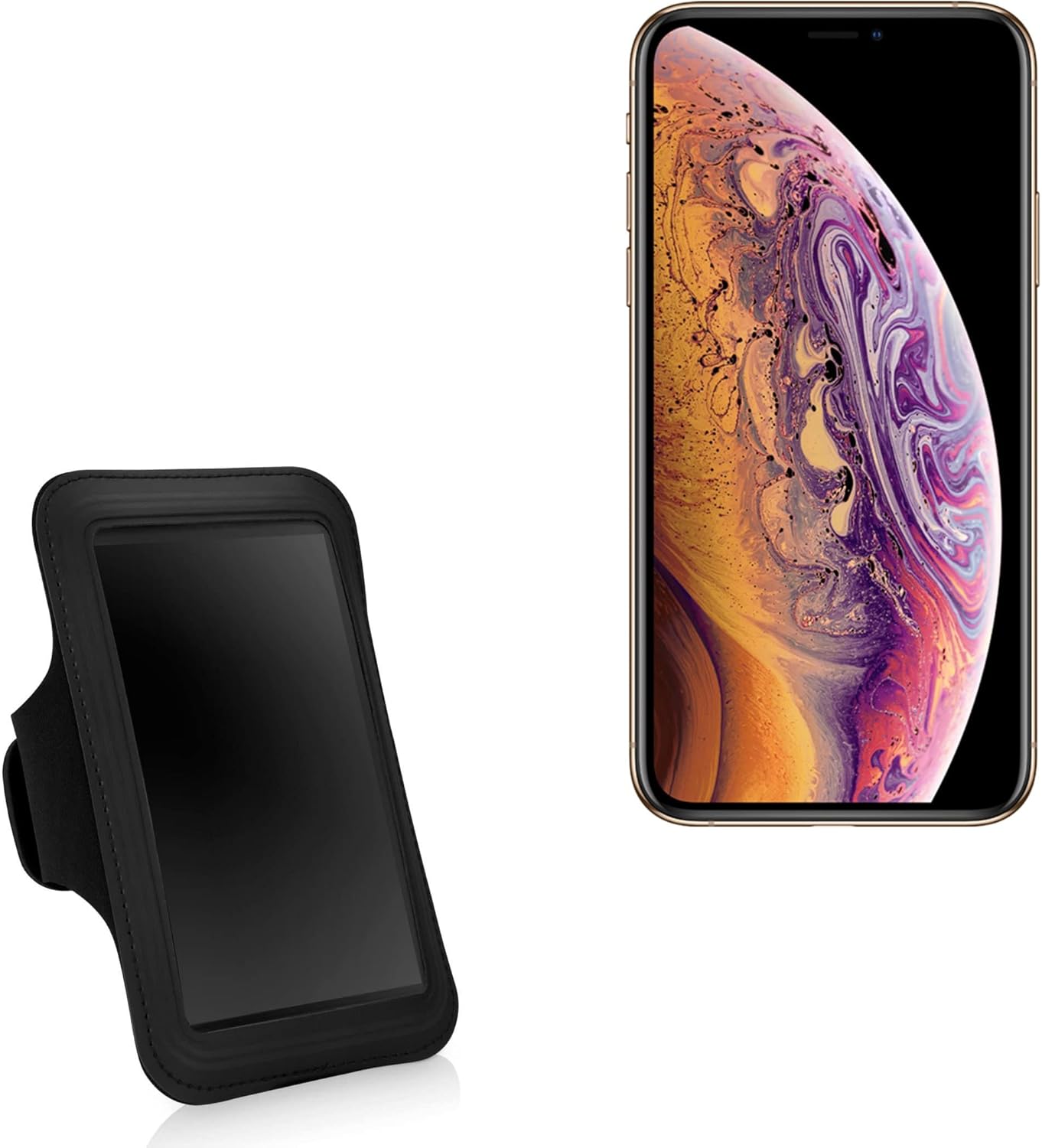 BoxWave Case Compatible with Apple iPhone Xs - Sports Armband, Adjustable Armband for Workout and Running - Jet Black