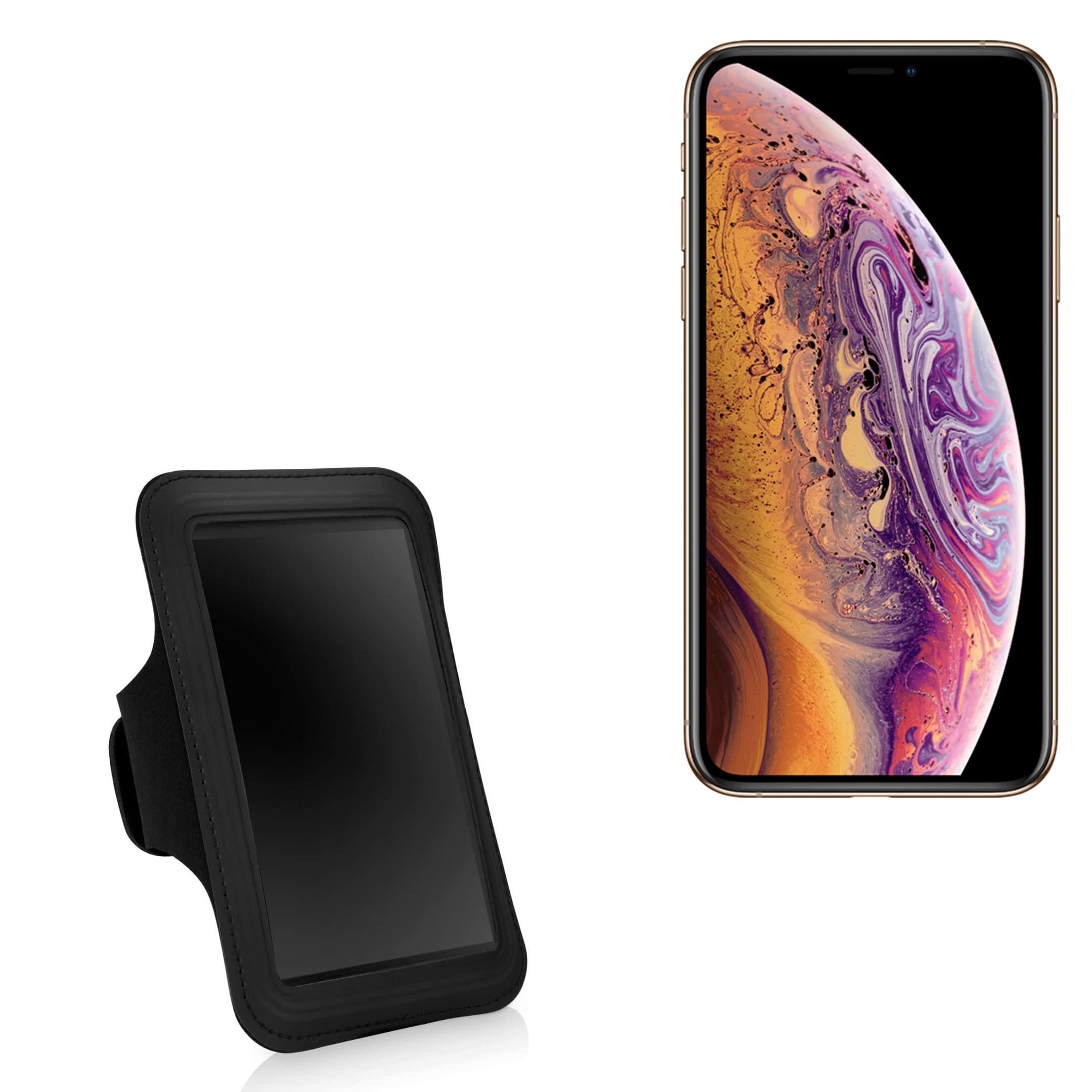 BoxWave Case Compatible with Apple iPhone Xs - Sports Armband, Adjustable Armband for Workout and Running for Apple iPhone Xs - Jet Black