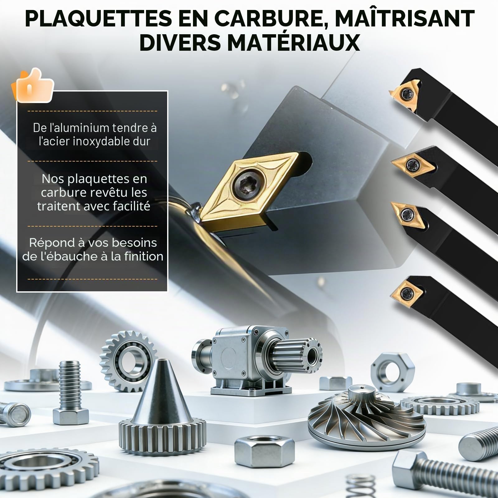 28 Pièces 8mm Outils de Tournage, Outil Tour à Métaux avec 7 Barres à Aléser, 14 Inserts en Carbure et 7 Clés, Adapté au Tournage, à La Rainurage, au Filetage et à l'alésage sur Mini Tours Metaux