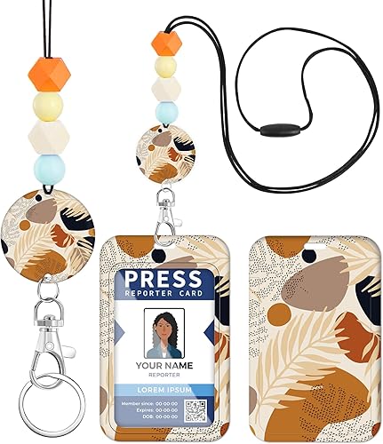 Cordón para profesor para tarjeta de identificación, divertido diseño de gato con cuentas para hombres y mujeres, con cuentas para el cuello,