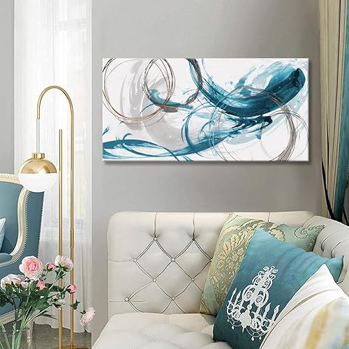 Miniatura 62 de Sxurmtiie Lienzo decorativo para pared, arte abstracto, fantasía azul, grafiti colorido sobre fondo blanco, 32 x 48 pulgadas, arte moderno