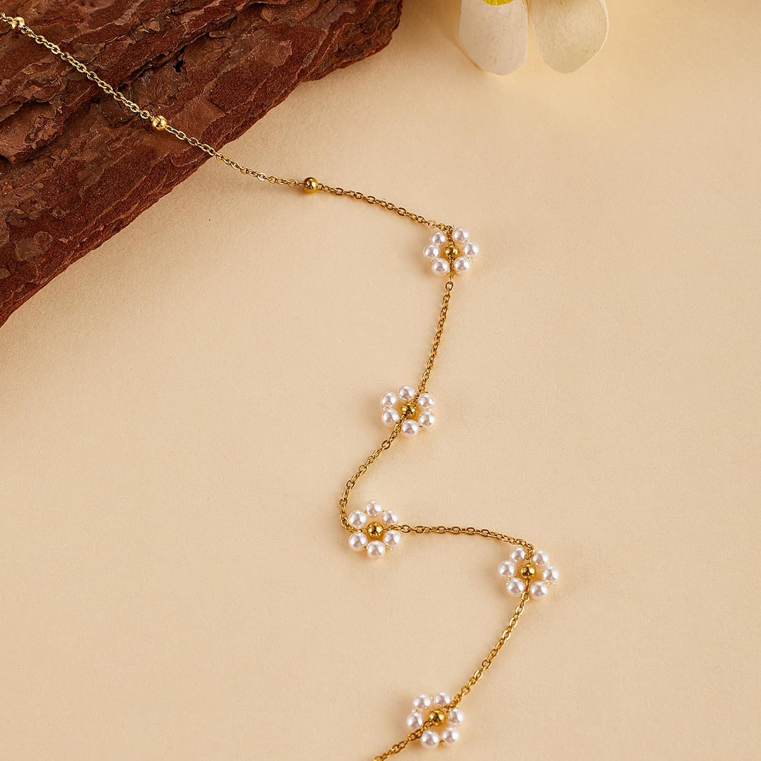 14K Gold Plated Pearl Flower Necklace Set for Women, 3 Pcs Layered Gold Necklaces with Daisy Charm & Pearl Choker, Dainty Stacked Necklaces Trendy Jewelry, Elegant Faux Pearl Accessories Gift - Image 7