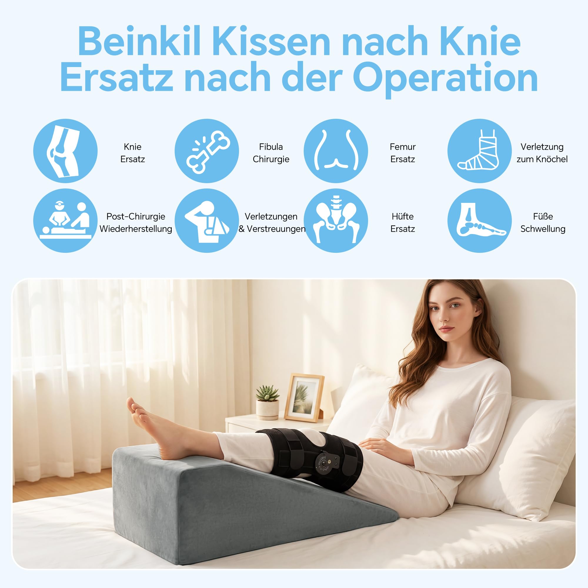 Cojín Elevador de Piernas con Asa, Cojín Ergonómico para Elevar Las Piernas, Soporte Cómodo para Caderas, Rodillas, Pies y Tobillos – Unidad