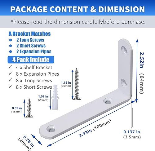 Miniatura 9 de 8 soportes de estante, 6 pulgadas, color negro, resistentes, soportes de pared de metal en L para estantes, soporte de pared para montaje en pared