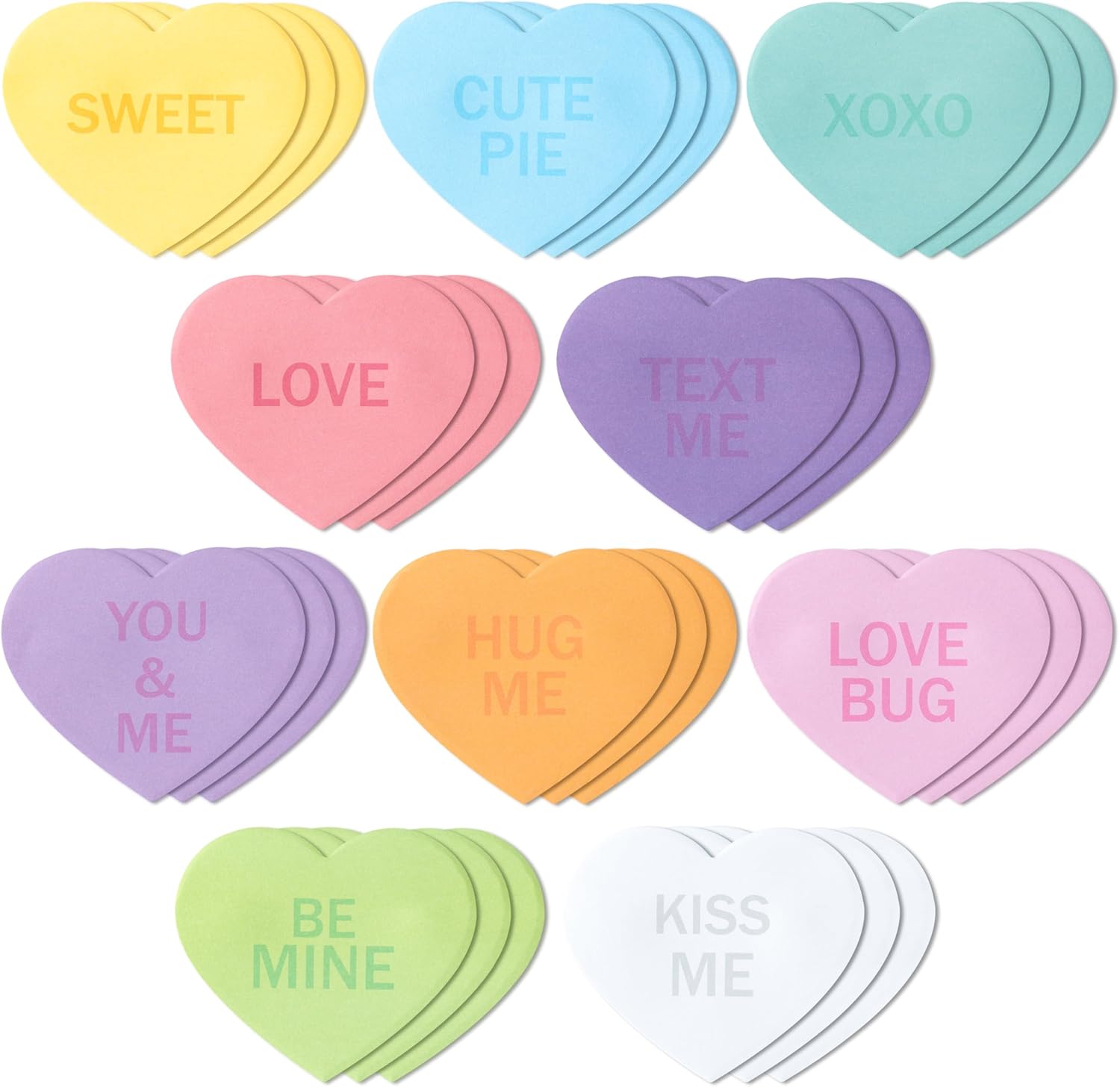 TICIAGA 30PCS Valentine's Day Sticky Notes Romantic Conversation Self-Stick Note Mini Cute Memo Pads Inspirational Heart Shaped Writing Notepads for Valentine's Day Gifts Home Office Supplies