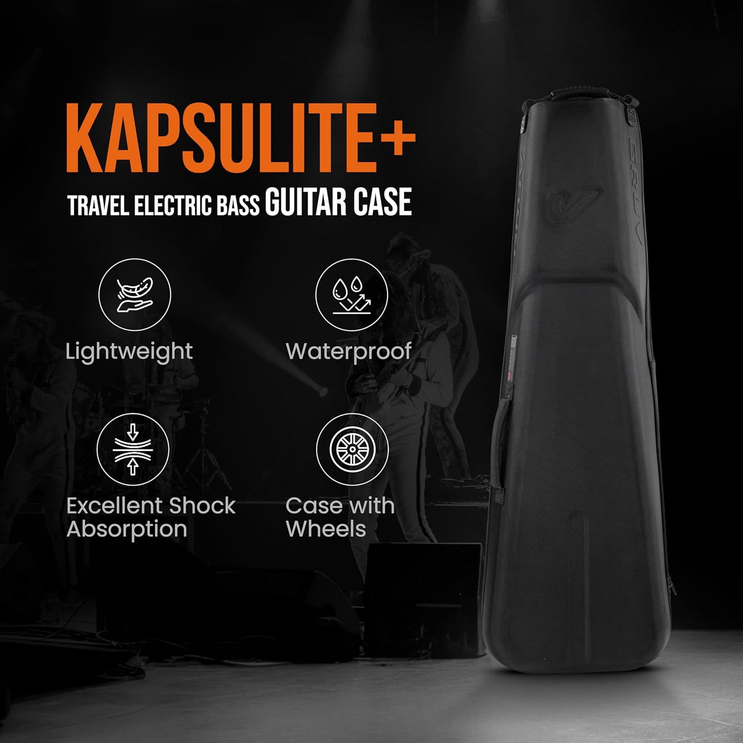 Gruv Gear Bass Guitar Case Soft, Patented Bass Guitar Gig Bag with Adjustable Backpack Straps, Easy Rolling Wheels, Travel Approved, Multiple Pockets for Guitar Accessories, Lightweight Case