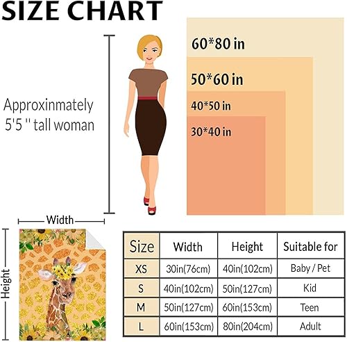 Miniatura 3 de Manta de jirafa para regalar  Manta estética de jirafa de 40 x 50 pulgadas, mantas de felpa suave y mullida naranja para sofá