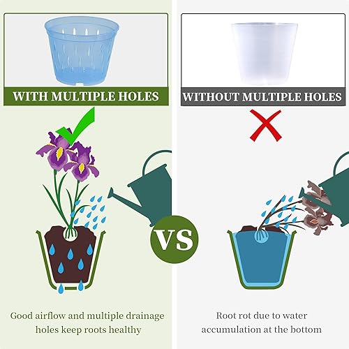 Miniatura 26 de Maceta de orquídeas, 7 pulgadas, paquete de 8 macetas de orquídeas con agujeros y platillos, maceta de plástico transparente para interiores