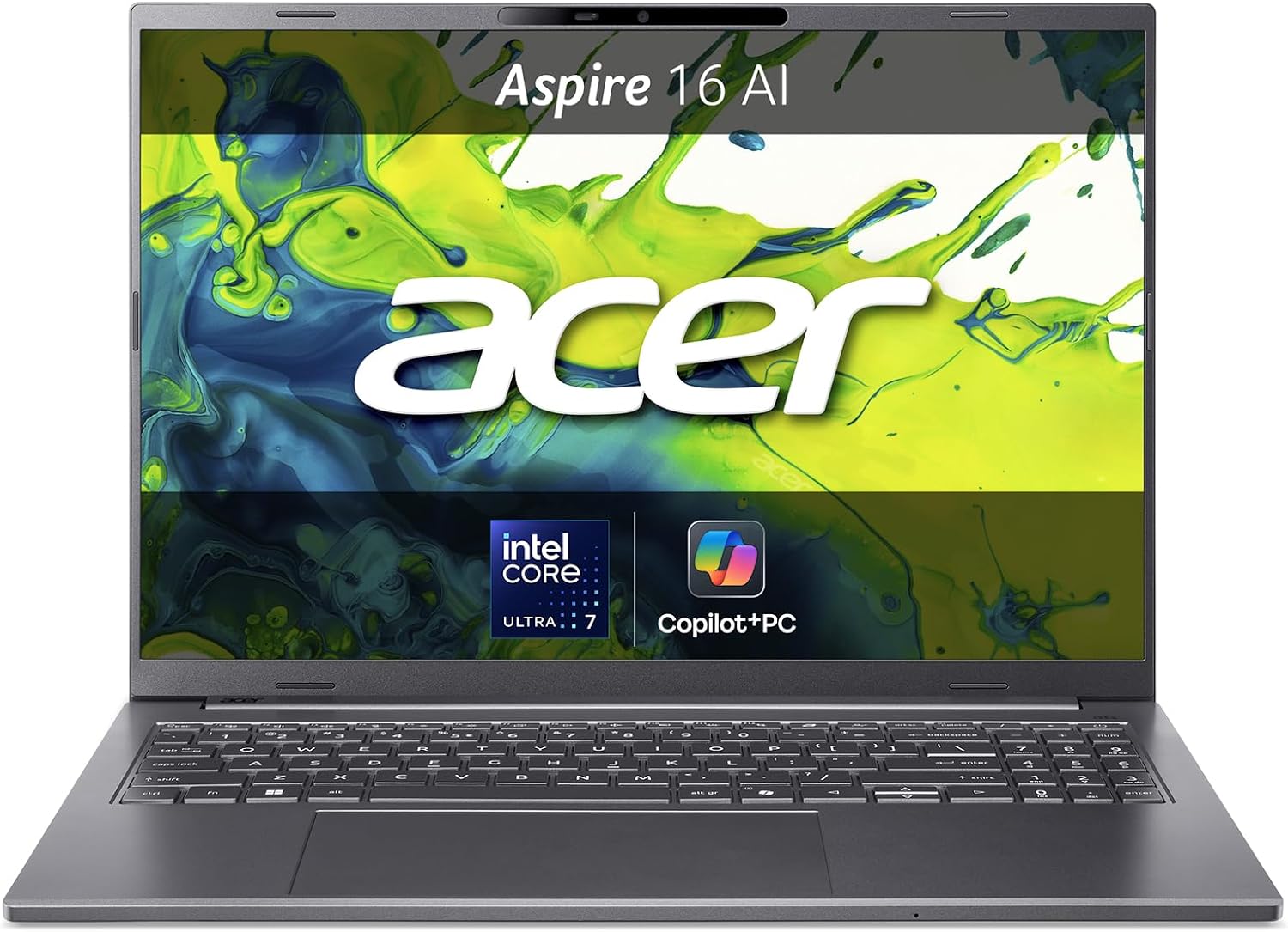 Computer portatile acer Aspire 16 AI | Display OLED WUXGA+ da 16″ | Processore Intel Core Ultra 7-256V | 16 GB di RAM | SSD da 512 GB | Copilot+ PC | Windows 11 | QWERTY | AI per laptop