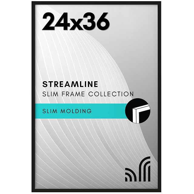 Americanflat 24x36 Poster Frame with Polished Plexiglass - Streamline Collection - Thin Border Picture Frame for Wall Display