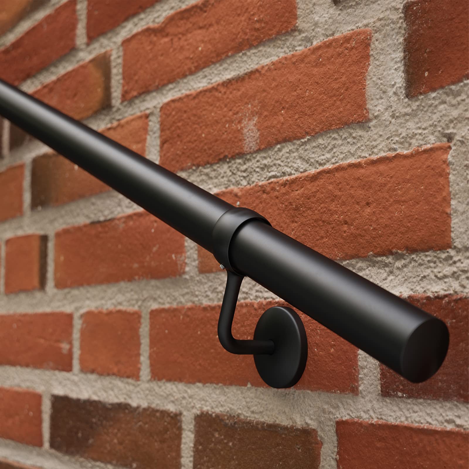 ROTHLEY Pipe Handrails for Indoor Stairs: 6.6FT Stair Railing Steel Hand Railings for Stairs Indoor Wall Mount Stair Handrail Complete Kit 1.6" Round Metal Stair Railing for Elderly & Kids