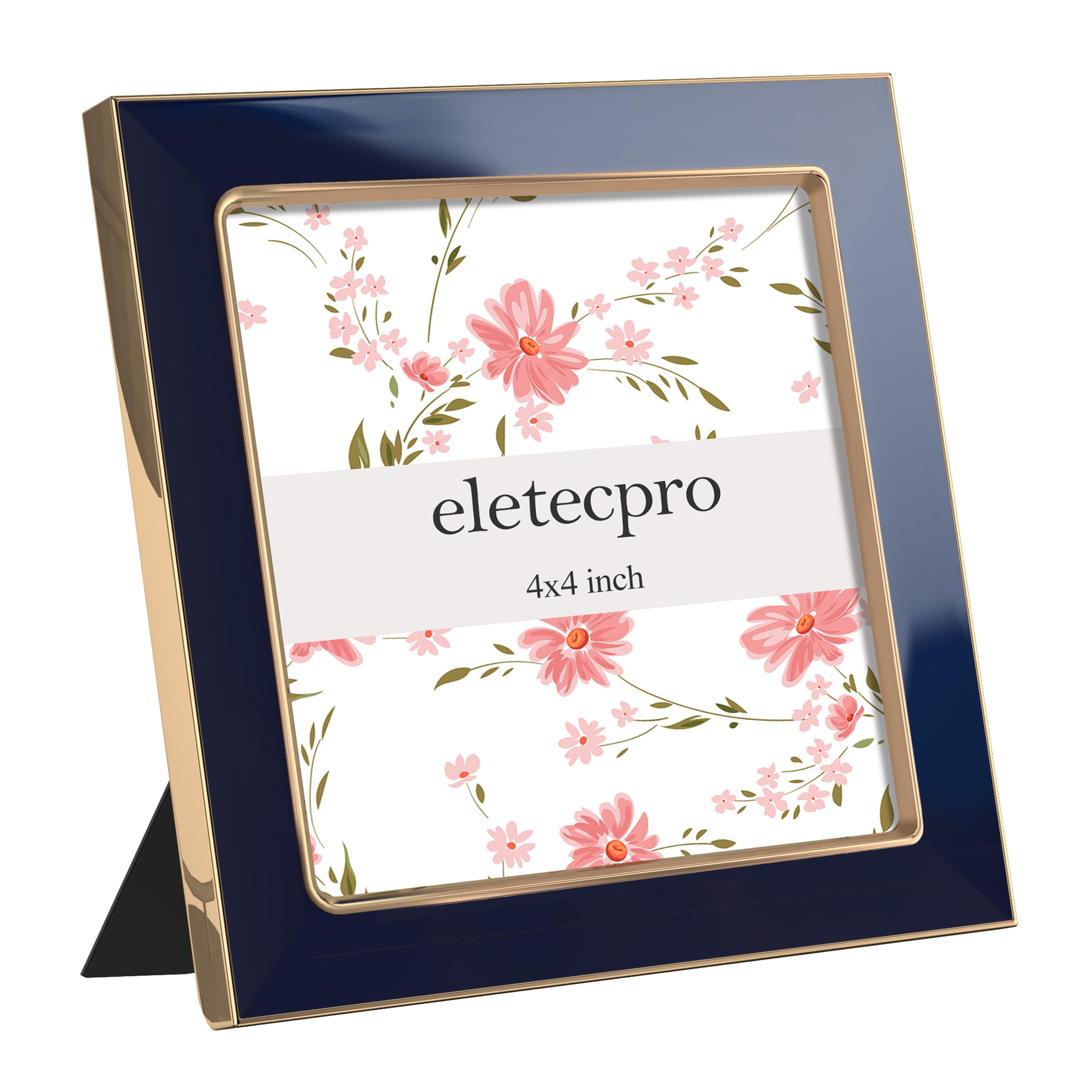 Photo 1 of eletecpro 4x4 Enamel Picture Frame with Real Glass Cover, Navy Photo Frame Display Pictures 4x4 for Wall, Tabletop, Bookshelf, Livingroom Decor