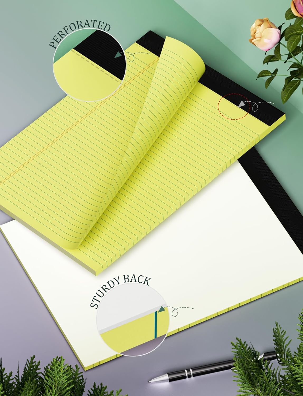 6 Pack Yellow Legal Pads 8.5 x 11 College Ruled Lined Writing Note Pads 8.5 x 11 Narrow Ruled Yellow Paper Pads 8.5 x 11 Legal Pad 8.5 x 11 Pads of Paper 30 Sheets Writing Pad Legal Notepads 8.5 x 11 - Image 3