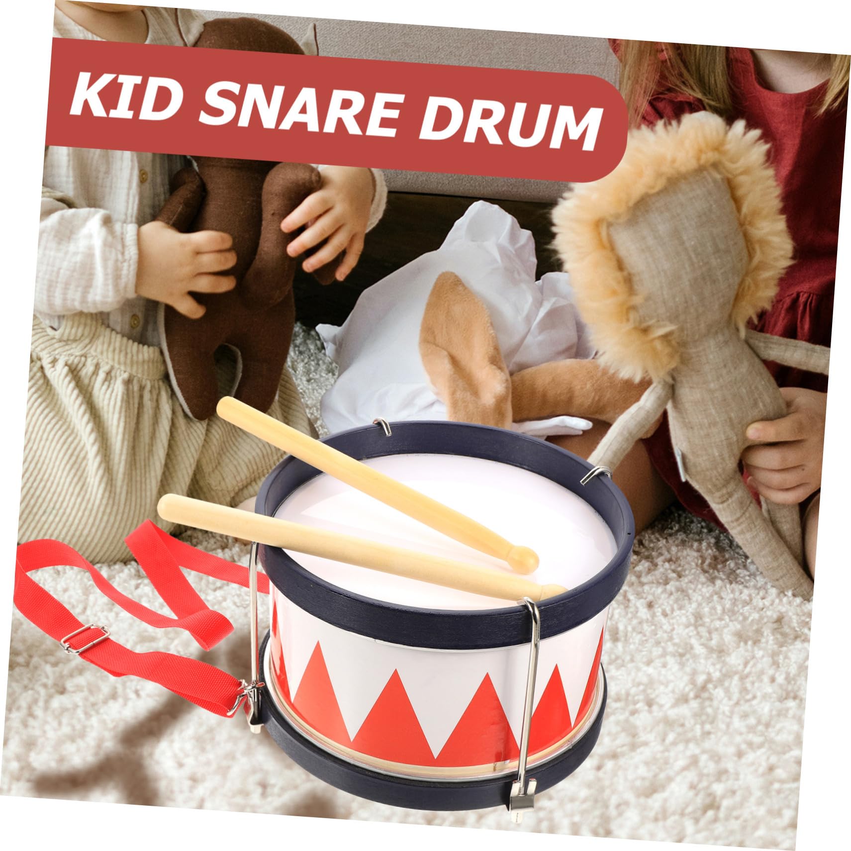Mikinona Kit de Caja de Percusión Rojo para Niños Baquetas de Madera y Metal, Instrumento Musical para Fortalecer la Relación Familiar y Atraer la Atención Infantil Color